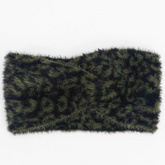 Faux Fur Knotted Headband - Khaki Leopard